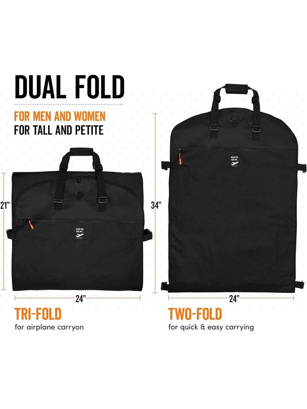 Trifold 66 Inch Travel Garment Bag With 7 pockets